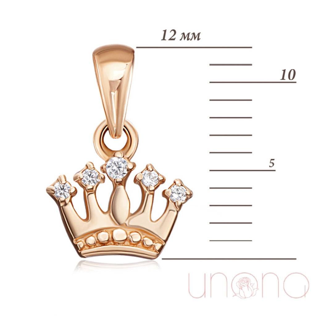 14K Gold Crown Pendant With Cubic Zirconia – A Symbol Of Royalty And Elegance Golden Pendant