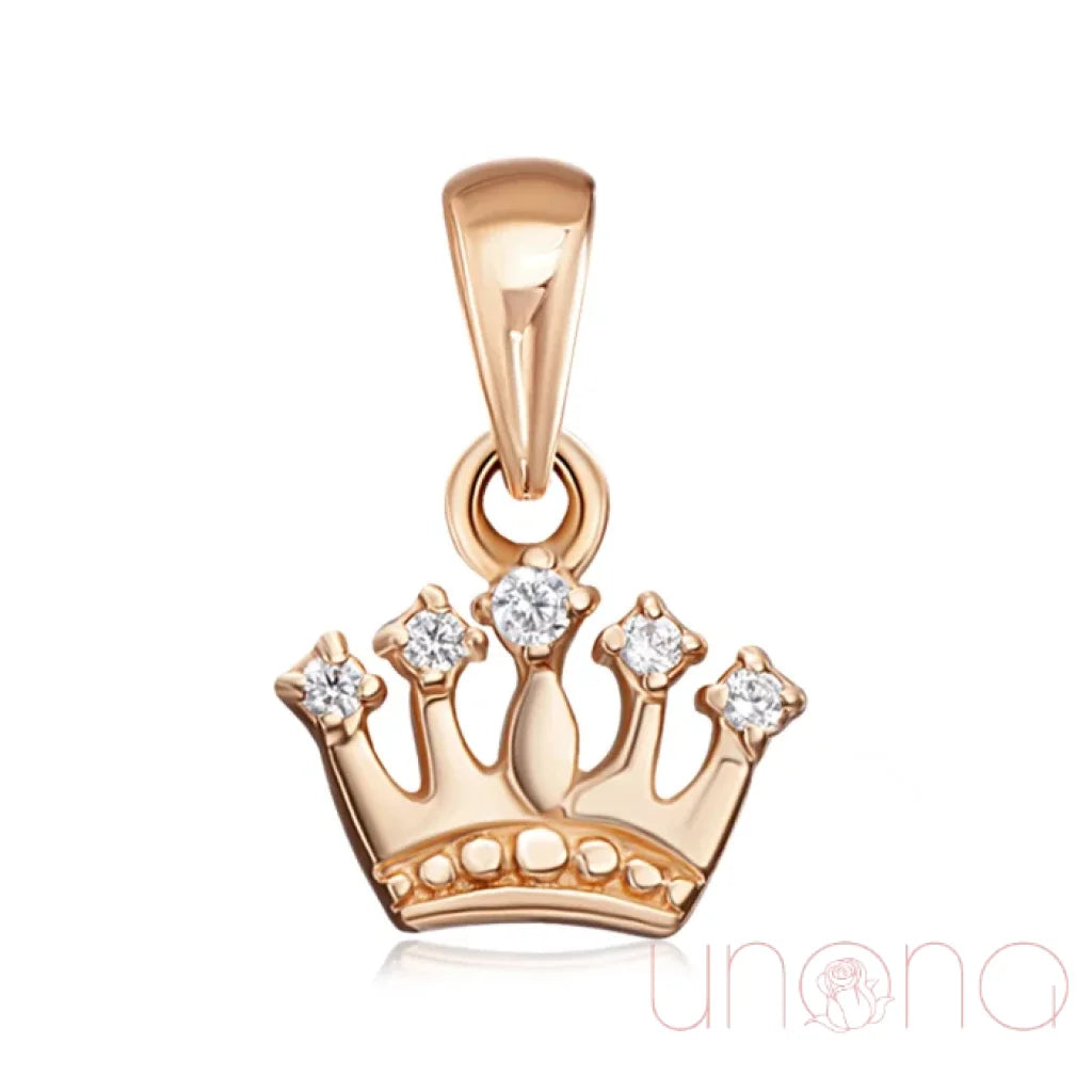 14K Gold Crown Pendant With Cubic Zirconia – A Symbol Of Royalty And Elegance Golden Pendant