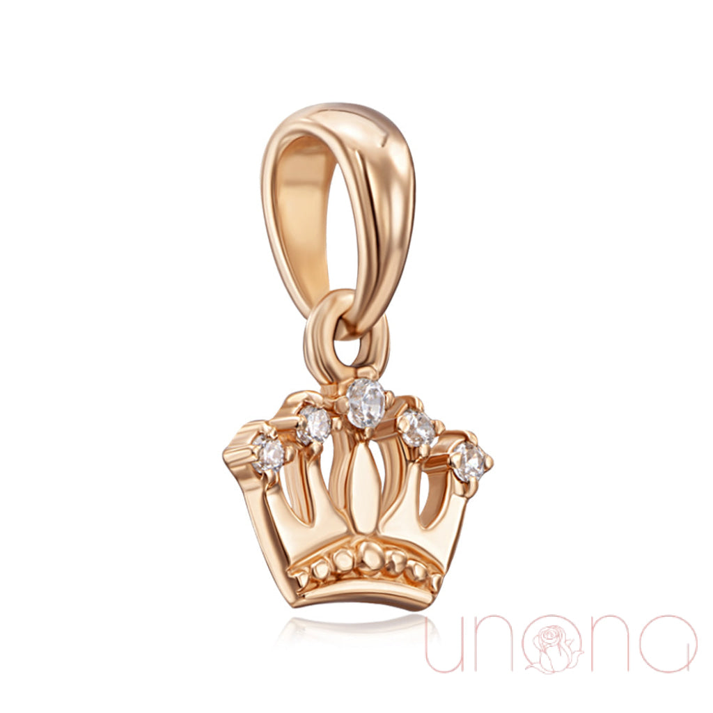 14K Gold Crown Pendant With Cubic Zirconia – A Symbol Of Royalty And Elegance Golden Pendant