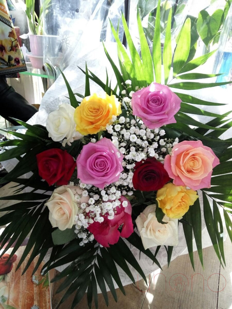 "Awake Love" Colorful Roses Bouquet | Ukraine Gift Delivery.