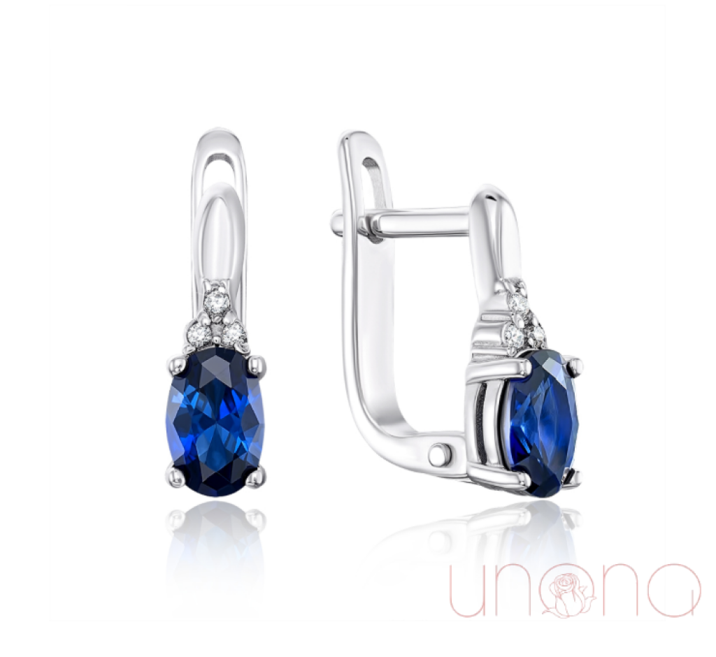 Charming Silver Earrings With Sapphire And Cubic Zirconia Jewelry