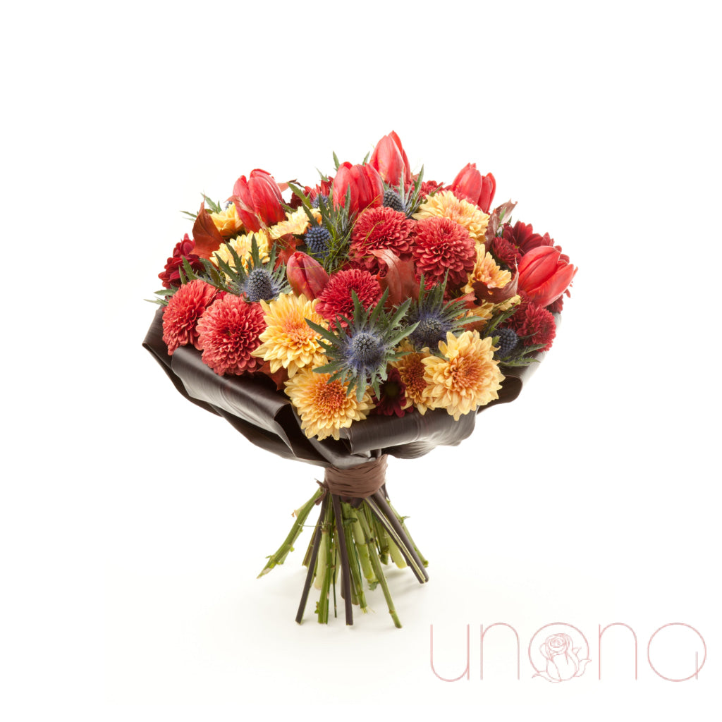 Chrysanthemums & Tulips Arrangement Flowers