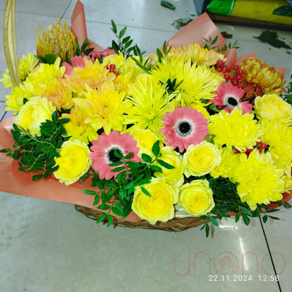 Fall Gem Flower Basket Asters