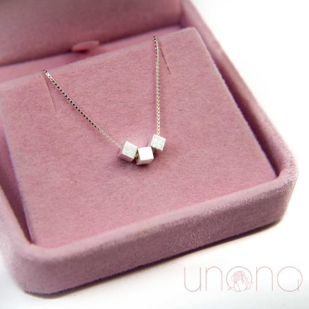 Fashion Silver Necklace with Cube Charms | Ukraine Gift Delivery.