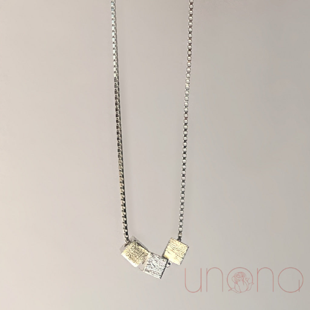 Fashion Silver Necklace with Cube Charms | Ukraine Gift Delivery.