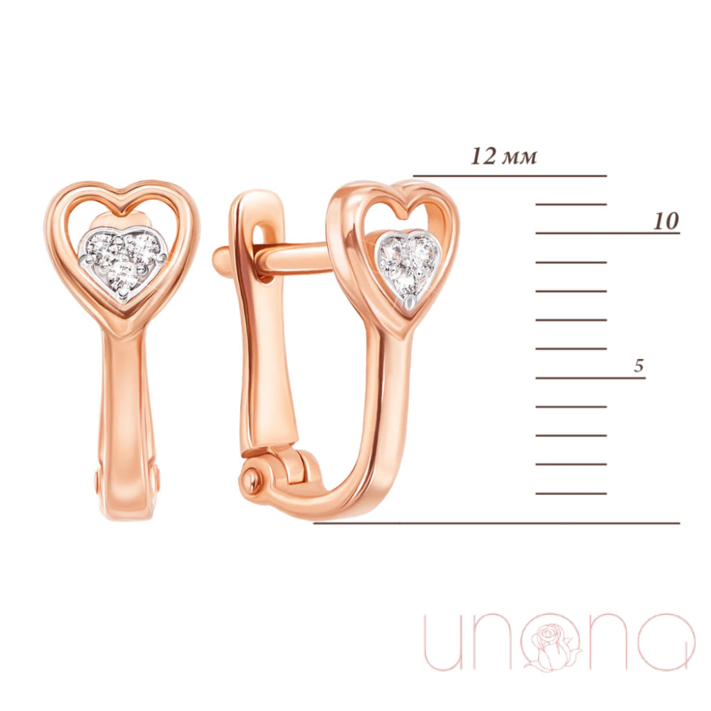 Gold Heart-Shaped Earrings With Cubic Zirconia – A Dazzling Gift For Ukrainian Lady