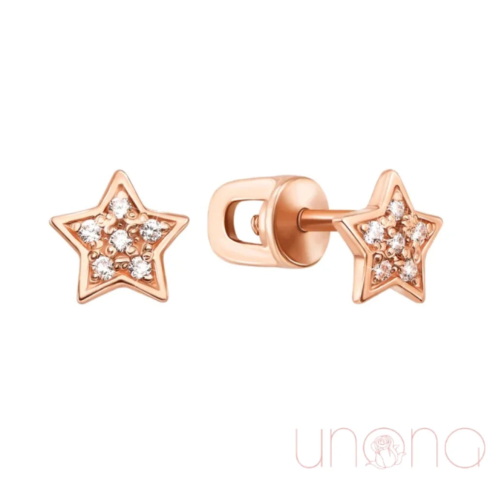 Gold Star-Shaped Stud Earrings With Cubic Zirconia