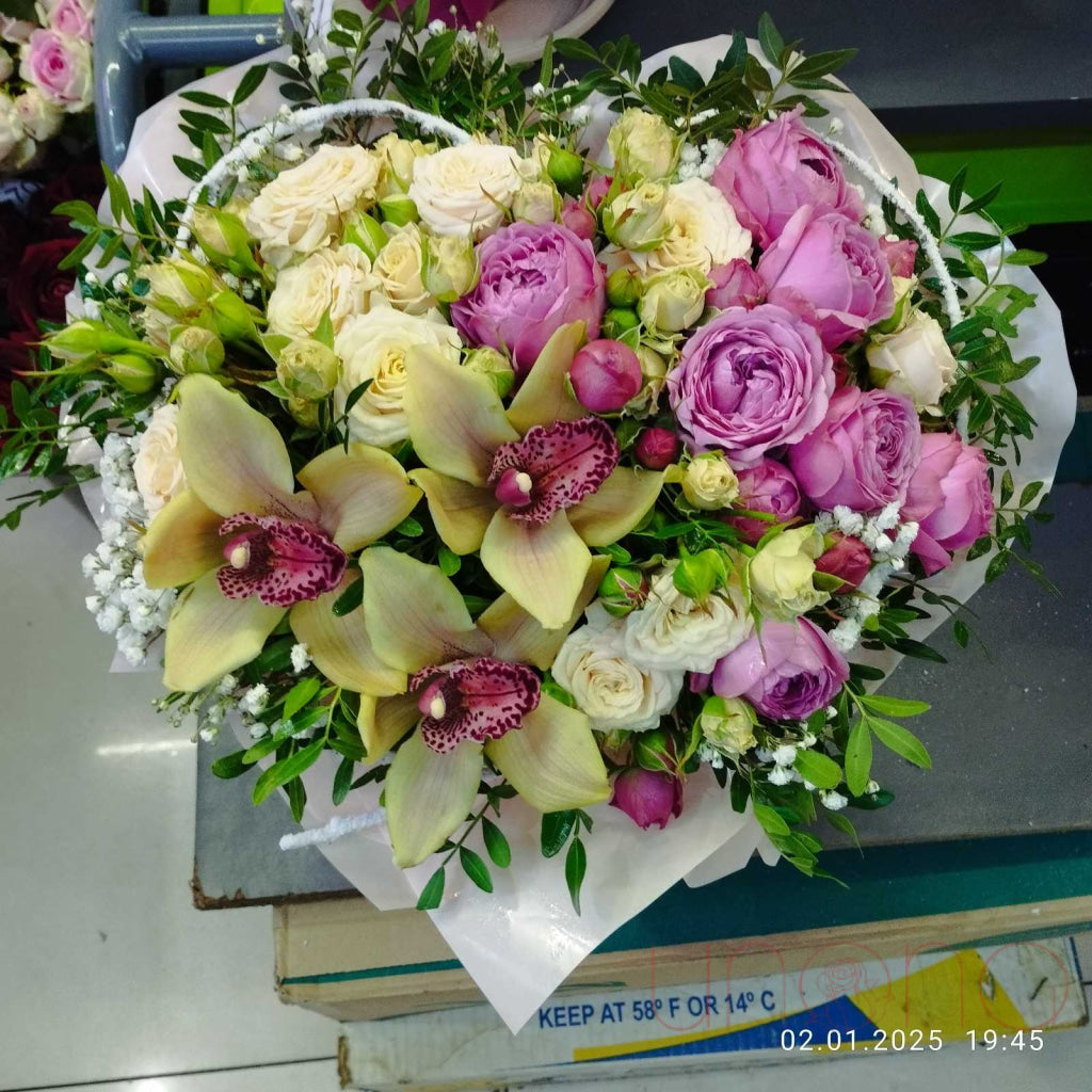 Heart-Shaped Box Of Flowers Flower Arrangement