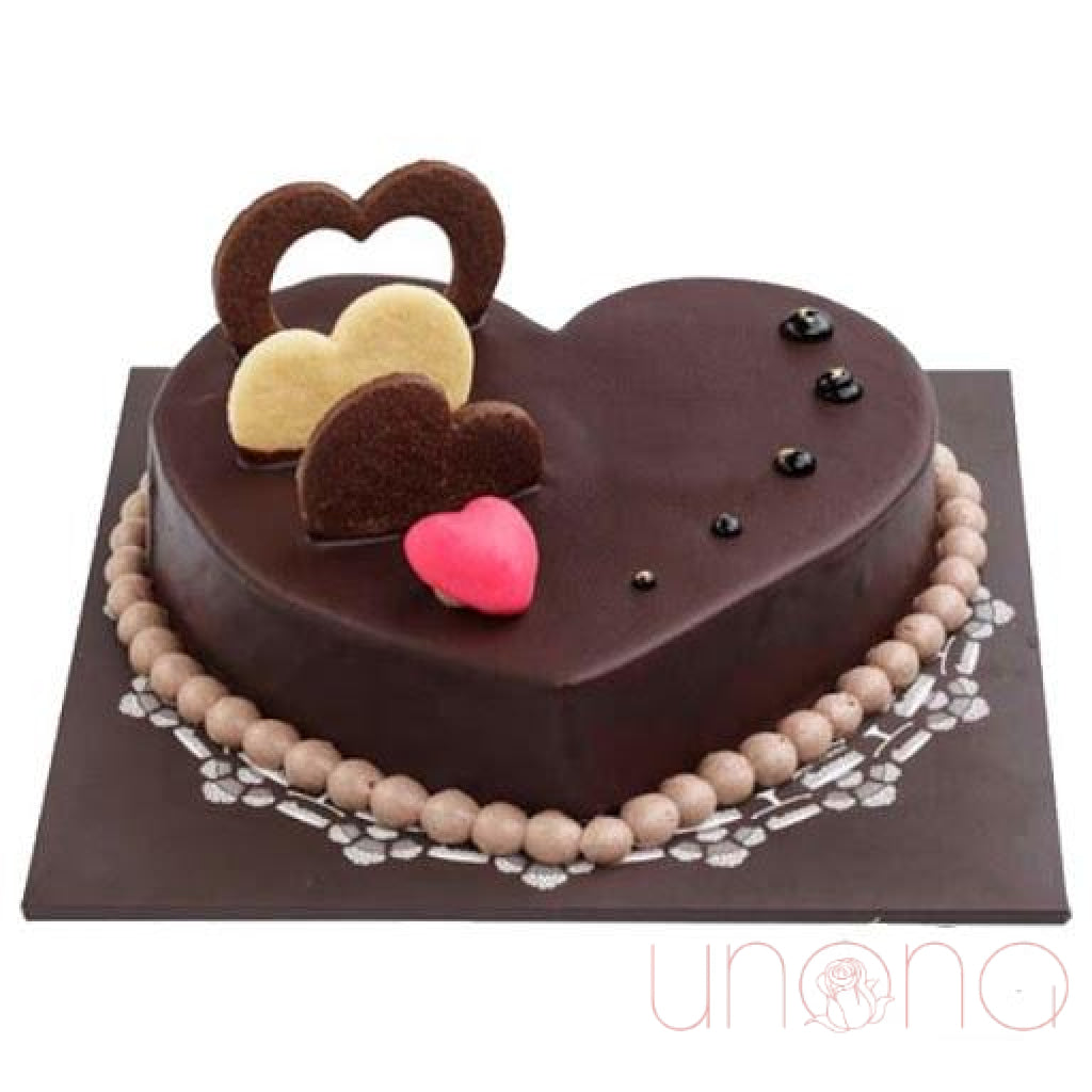 Heart-Shaped Chocolate Cake | Ukraine Gift Delivery.