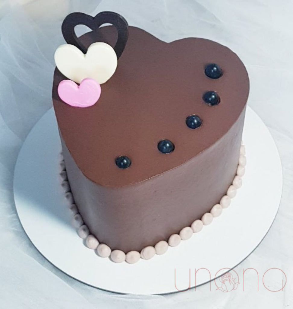 Heart-Shaped Chocolate Cake Custom Made Cake