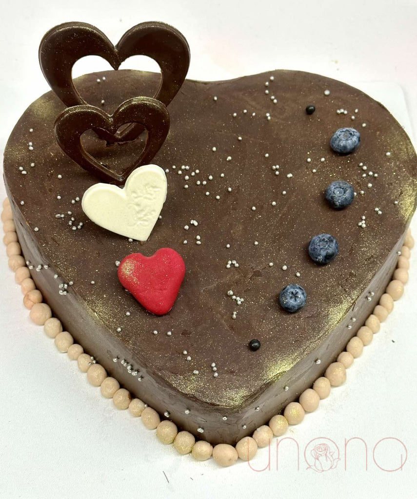 Heart-Shaped Chocolate Cake Custom Made Cake