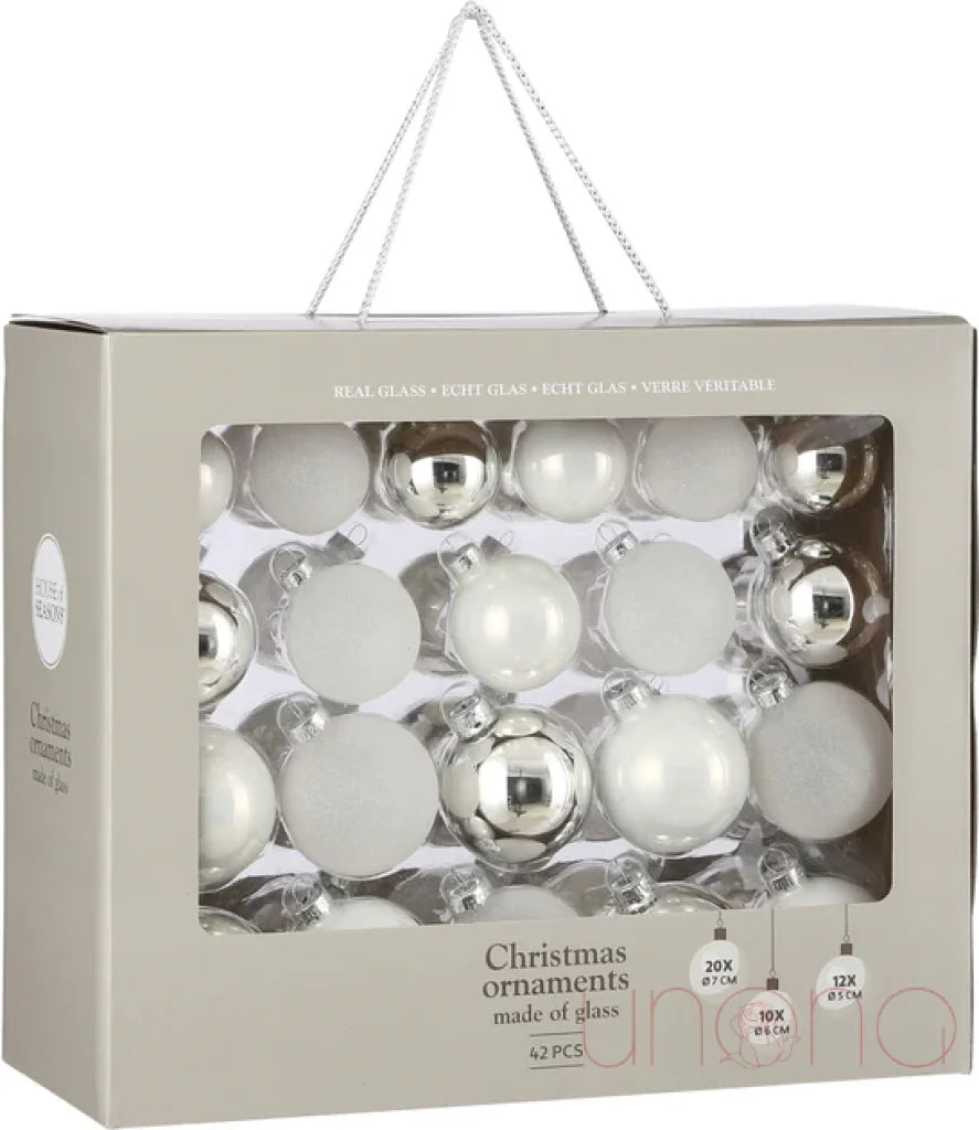 House Of Seasons Christmas Decoration Set – Golden And Silver 40 Decorations