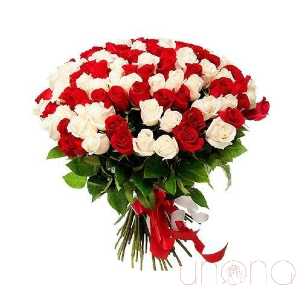 Marvelous Red and White Roses Bouquet | Ukraine Gift Delivery.