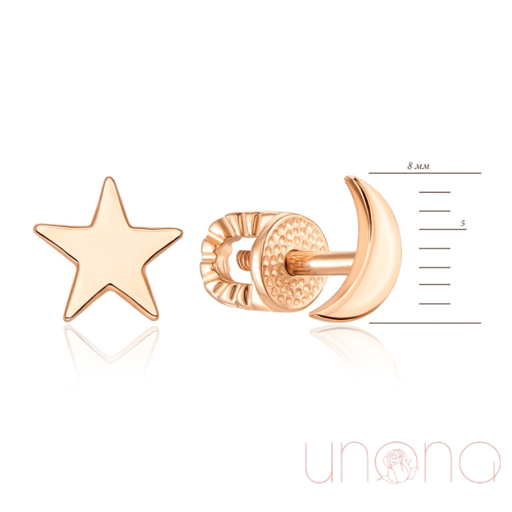 Moon And Star Golden Earrings Golden