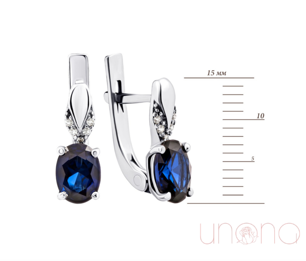 New! Silver Earrings With Sapphire And Cubic Zirconia Jewelry