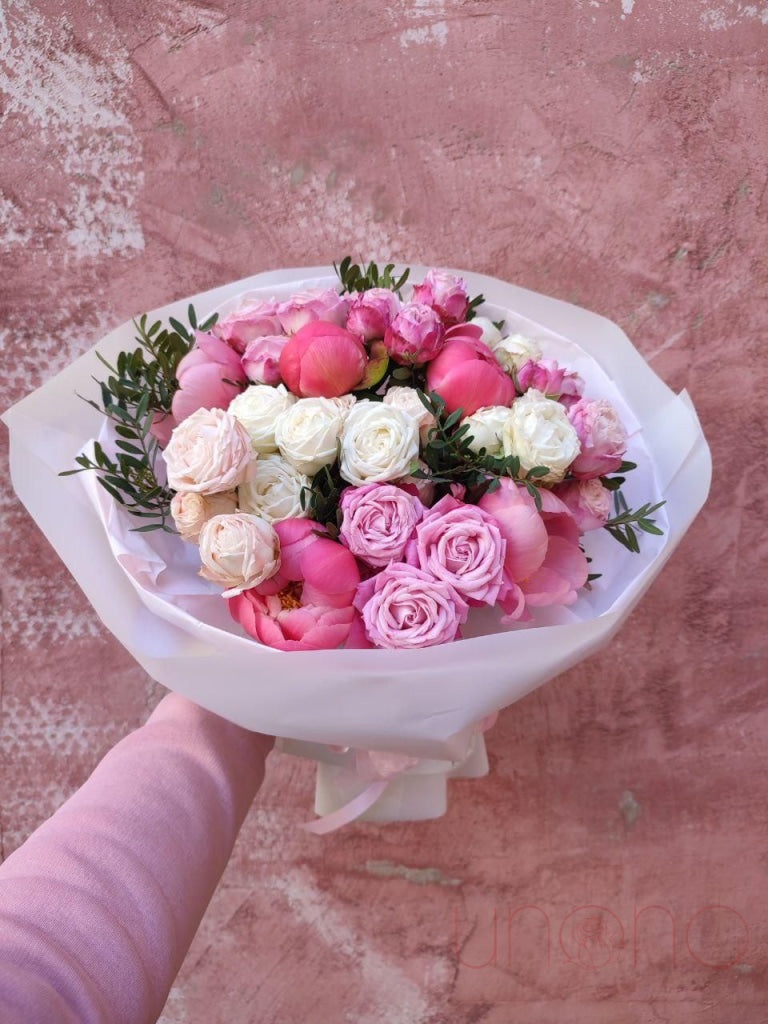 Peonies And Roses Arrangement By Holidays