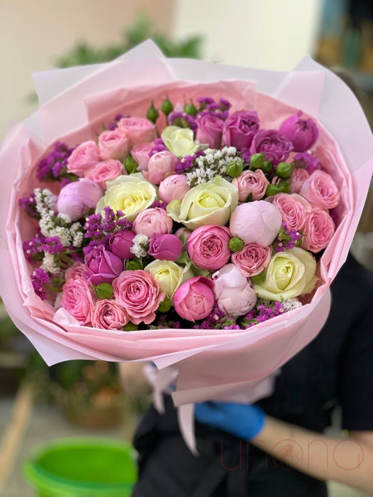 Peonies And Roses Arrangement White / Imported Peonies By Holidays