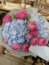 Pink In Blue Hydrangea Arrangement Flowers