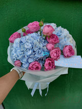 Pink In Blue Hydrangea Arrangement Flowers