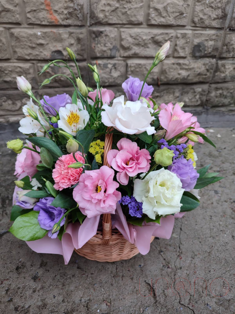 Pink Tenderness Flower Basket Flowers