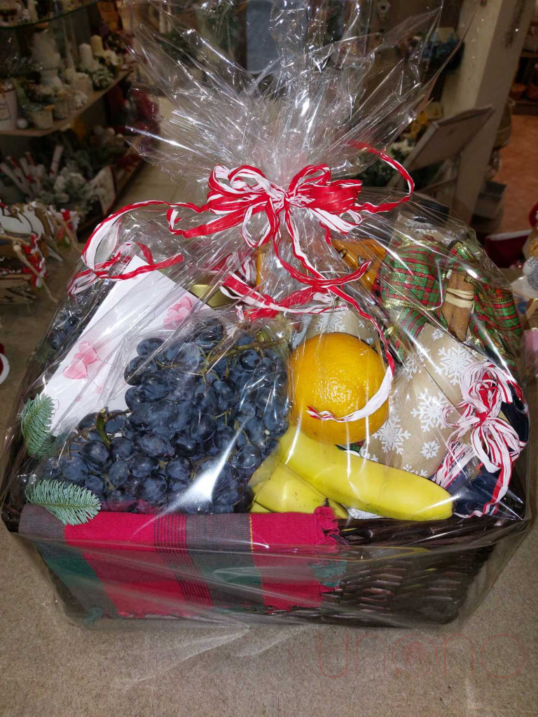 Premium Fruit Basket With Wine Fruit Basket