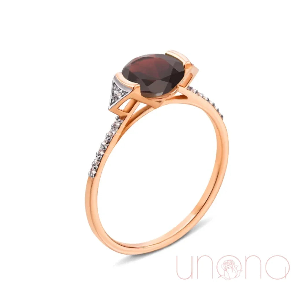 Red Gold Ring with Garnet – A Perfect Gift for a Ukrainian Woman Jewelry