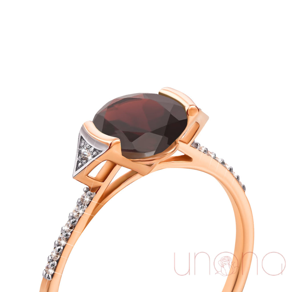 Red Gold Ring with Garnet – A Perfect Gift for a Ukrainian Woman Jewelry