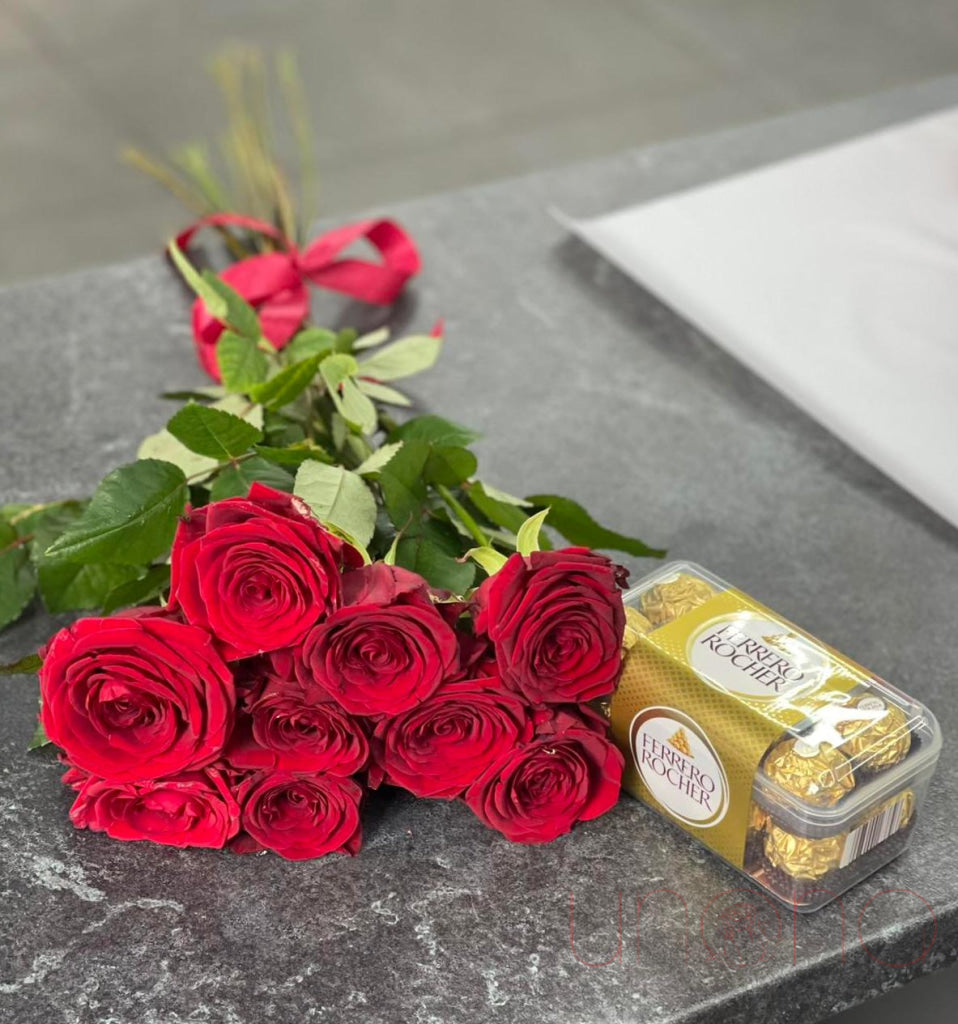 Roses and Ferrero Chocolates roses