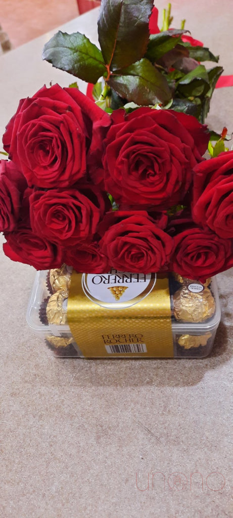 Roses and Ferrero Chocolates roses