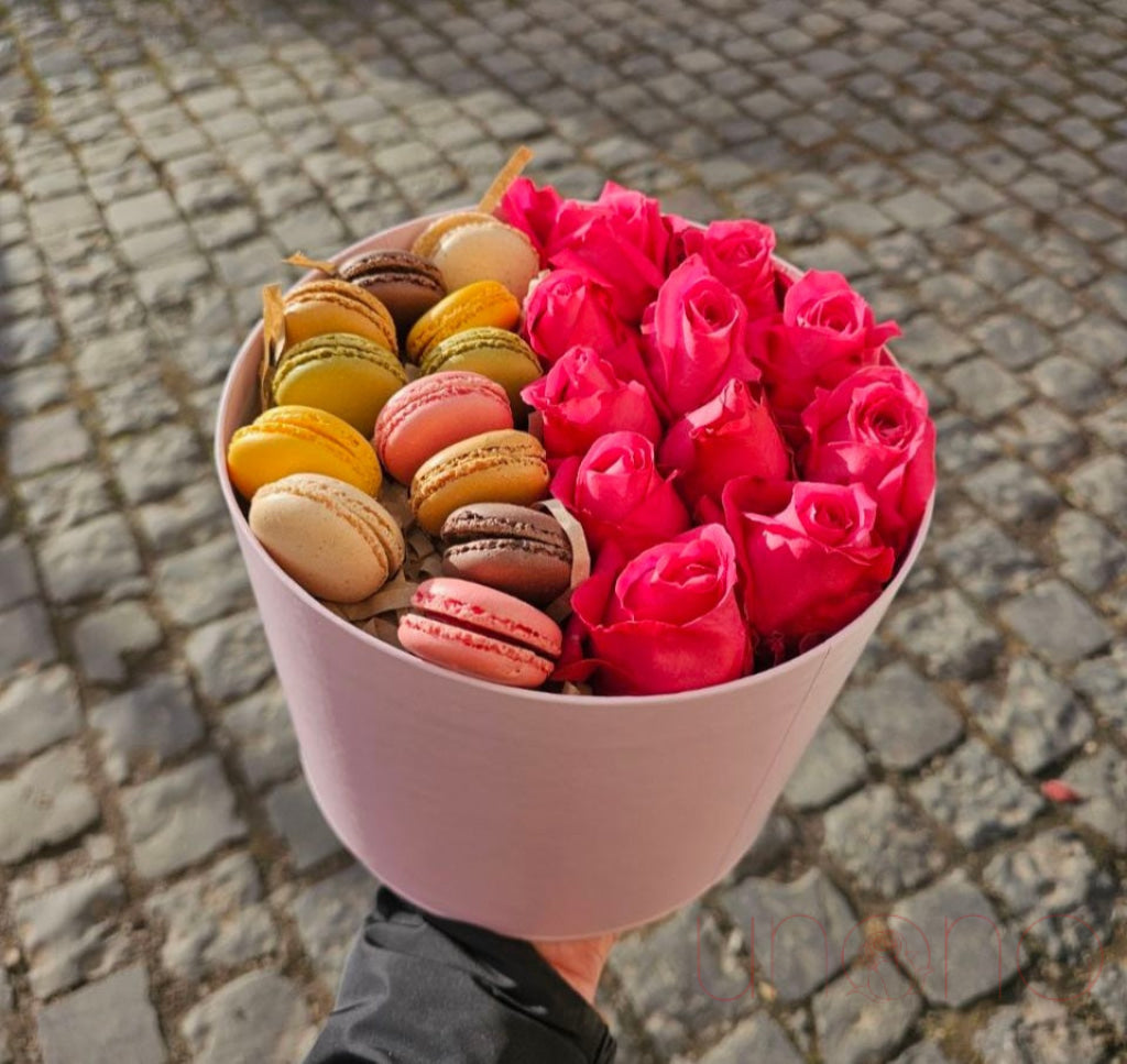 Roses And Macarons Sweet Box Flower Box