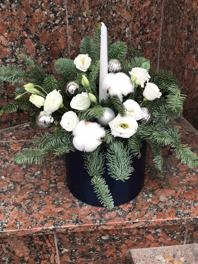 Silver Paint Arrangement Christmas Centrepiece