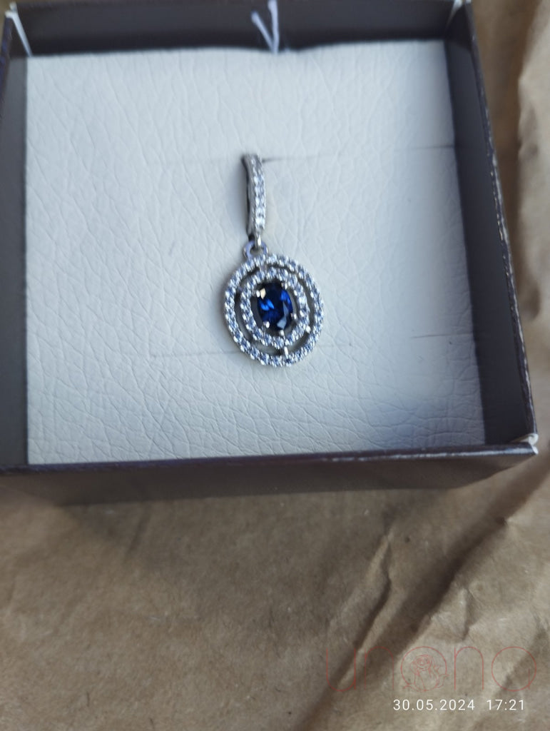 Silver Pendant With Sapphire And Cubic Zirconia Jewelry