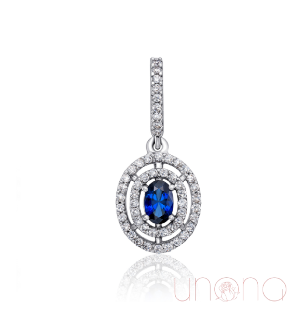 Silver Pendant With Sapphire And Cubic Zirconia Jewelry