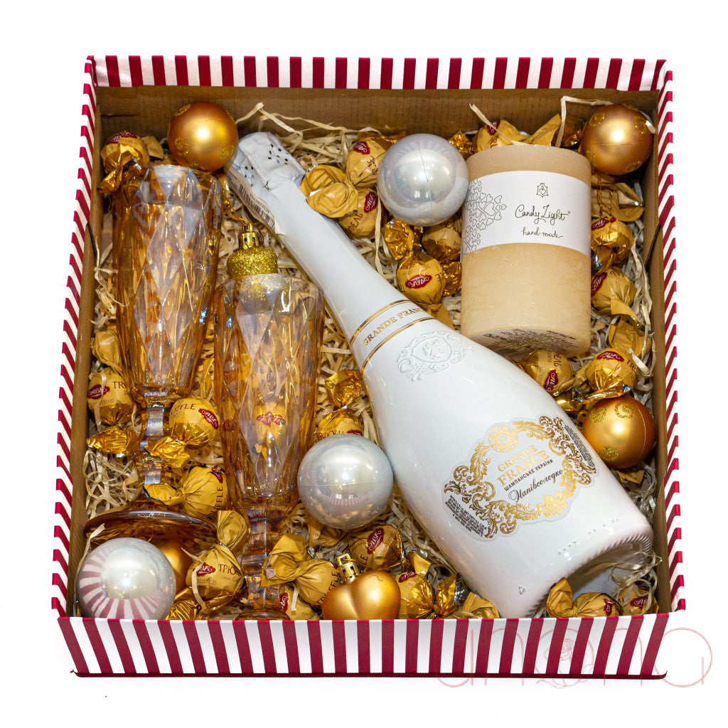 Snow And Gold Gift Box Baskets