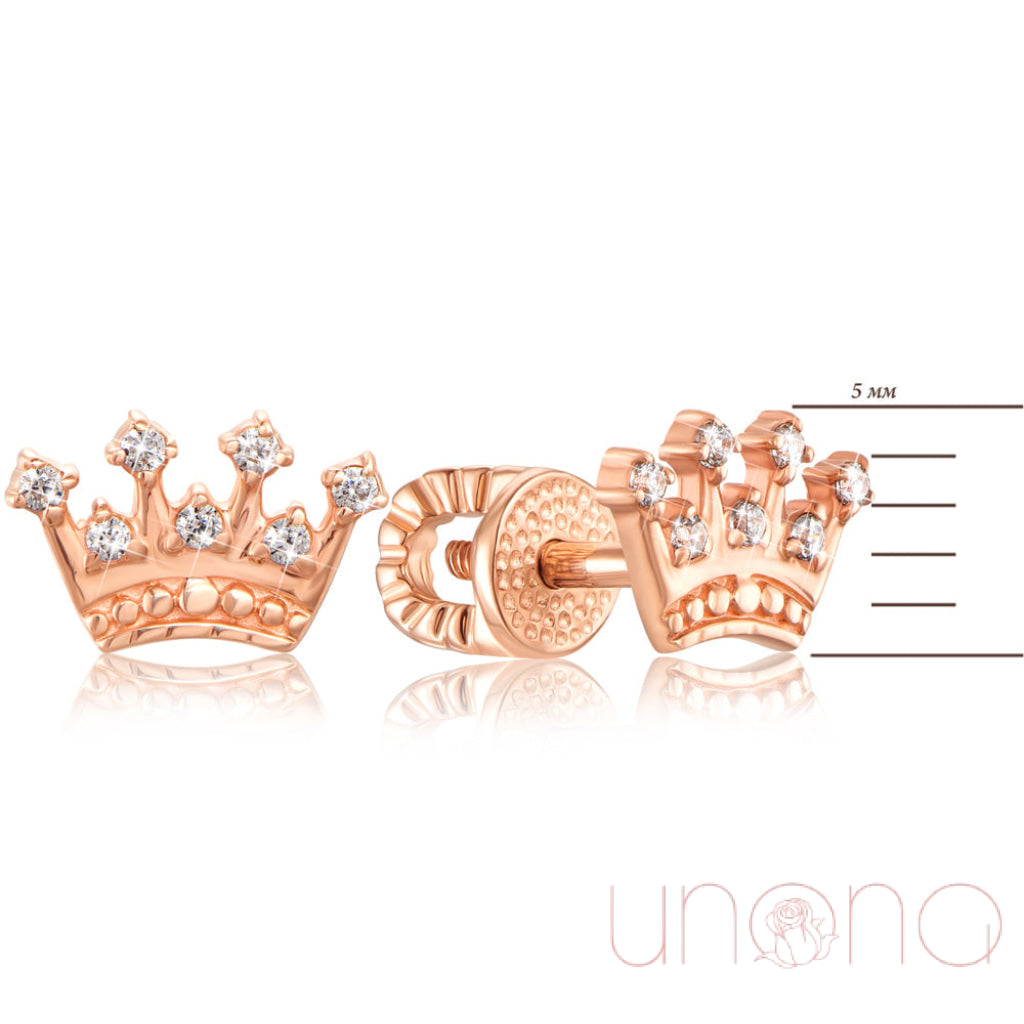 Splendid Crown Golden Stud Earrings