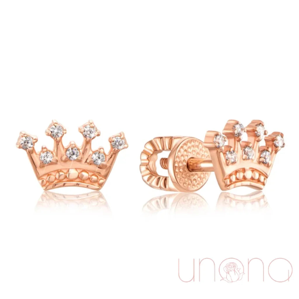 Splendid Crown Golden Stud Earrings