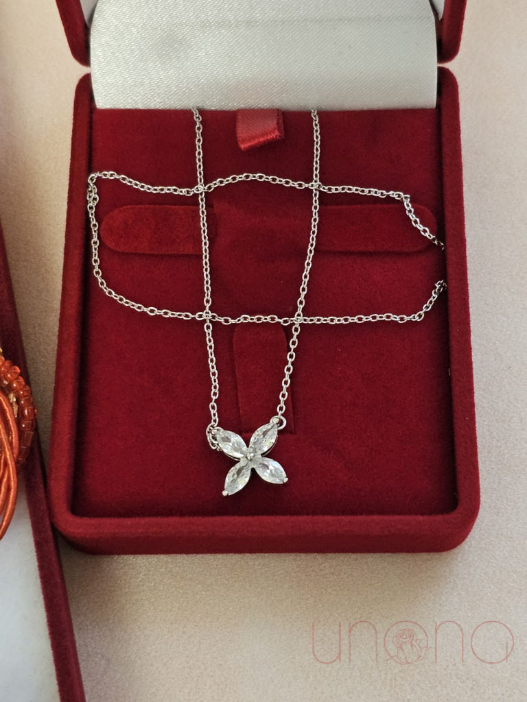 Tiffany Style Sterling Silver Flower Necklace Silver Chain