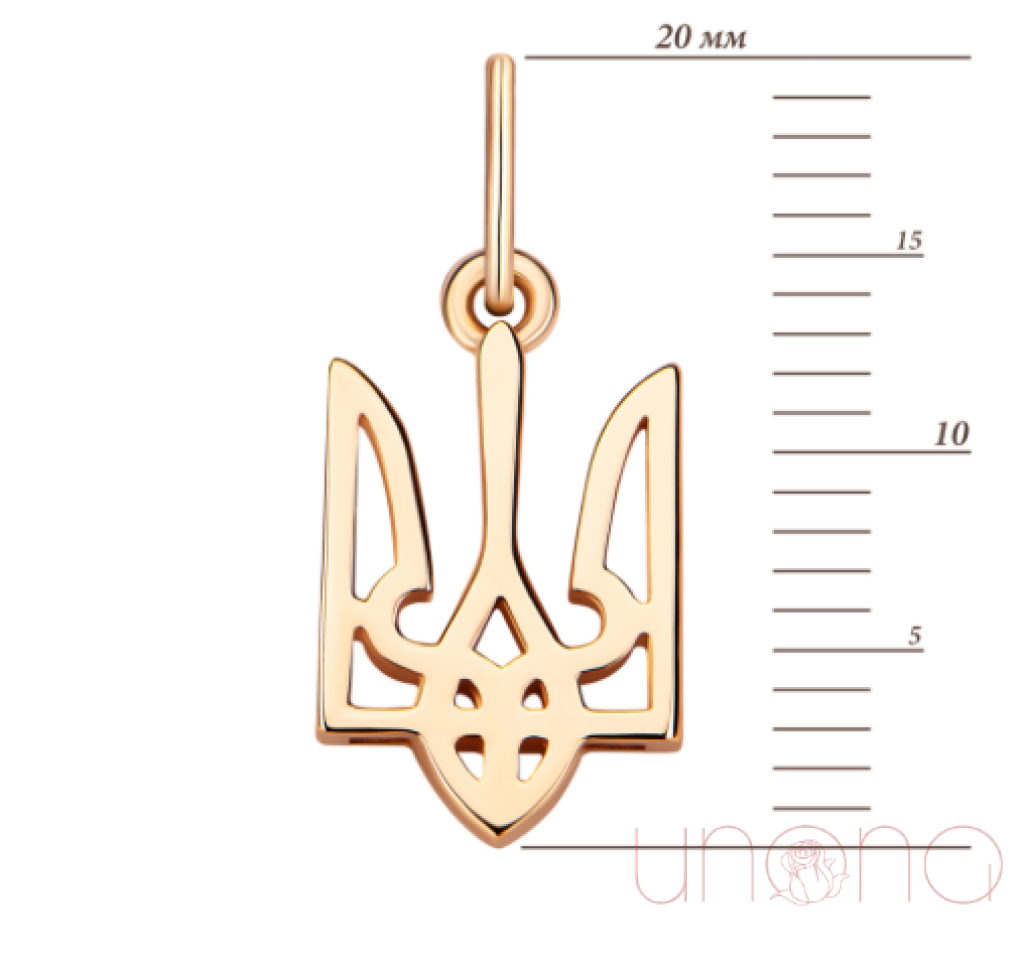 Ukrainian Trident Heart Gold Pendant Jewelry