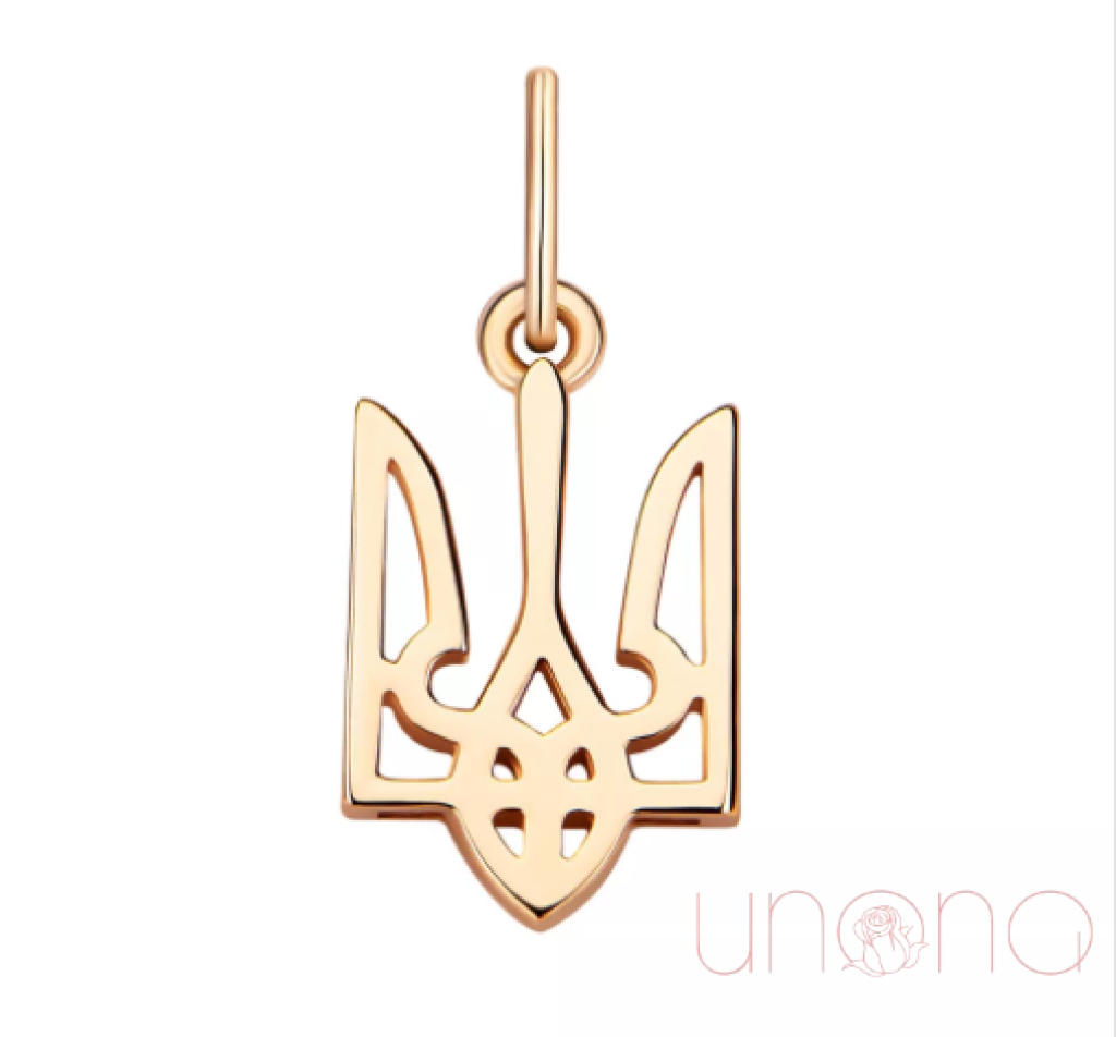 Ukrainian Trident Heart Gold Pendant Jewelry