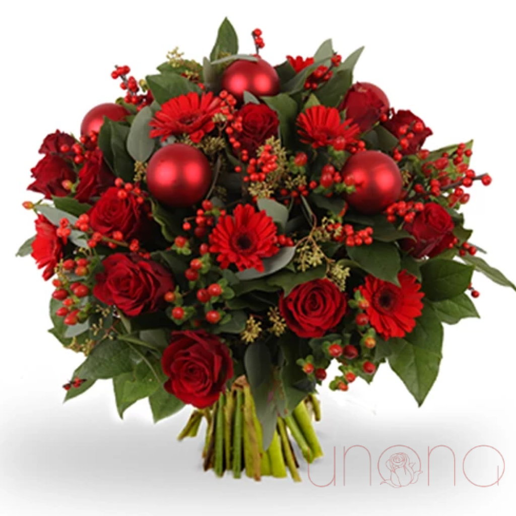 Vivid Red Christmas Bouquet | Ukraine Gift Delivery.